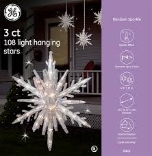 2000 x 2000 jpeg 876 кб. 79556 Ge Random Sparkle Incandescent 3pc Hanging Stars 108ct Clear Holiday Lighting Support