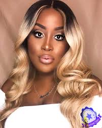 Ciara Style Caramel Blonde Wavy Human Hair Lace Front  Wigs-Premierlacewigs.com