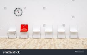 One Red Chair Between White Chairs In The Waiting Room 3d Rendwhite Chair Red Chairs Red Chair White Chair Chair