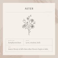 Aster Flower Necklace Aster Flower Tattoos Birth Flower Tattoos Aster Tattoo