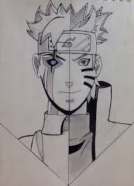 Naruto And Boruto Drawing In 2020 Drawings Half Face Drawing Face Drawing