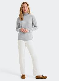 Womens Roll Neck Cashmere Jumper in Light Grey - Oxford Shirt Co.