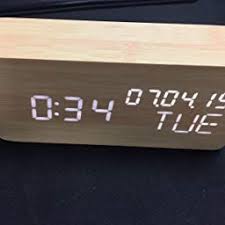 Reveil Led En Bois Artificiel Horloge Numerique Activation Sonore Avec Temperature Calendrier Luminosite Usb Prise Batterie Horloge Numerique Horloge Bois