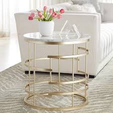 Brassica 24 Wide Faux Marble And Gold Modern End Table 46m33 Lamps Plus Modern End Tables Marble End Tables Marble Top End Tables