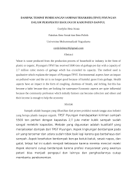 ¨dengan ini masyarakat dan kerajaan haruslah mengambil berat tentang alam seekitar supaya wawasan 2020. Pdf Dampak Tempat Pembuangan Sampah Terakhir Tpst Piyungan Dalam Perspektif Ekologi Di Kabupaten Bantul Cordylin Beta Strata Fakultas Ilmu Sosial Dan Llmu Politik