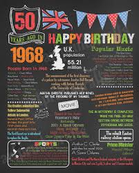 Birthday Gift For 50 Year Old Man Who Has Everything Uk 50th Birthday Gift U K Version 1968 Birthday Sign Birthday Sign 50th Birthday Gifts Birthday Poster