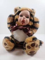 Geppeddo Cuddle Kids Plush Doll Striped Toby Tiger Porcelain Face 8 Vintage