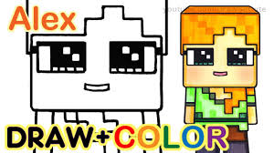 How To Draw Minecraft Alex Cute Step By Step Drawing For Kids Cute Drawings Minecraft Drawings