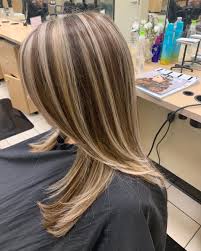 This cinnamon brown hair benefits from some copper and blonde highlighting, especially around the face and on those layers. Chunky Highlight Hair Ideas Stylebistro