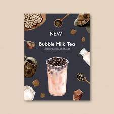 Telechargez Ensemble De The Au Lait De Bulle De Sucre Brun Et Matcha Annonce Publicitaire Modele De Flyer Illustration Aquarelle Gratuitement Bubble Milk Tea Milk Tea Bubble Tea Menu
