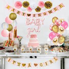 Kingmade Baby Girl Shower Decorations Pink And Gold Party Supplies