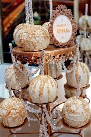 Black And Gold Candy Apples Old Hollywood Candy Dessert Table Gold And White Hollywood Candy Candy Desserts Chocolate Covered Apples