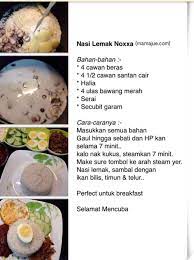 Nasi Lemak Pressure Cooker Recipes Cooker Recipes Nasi Lemak