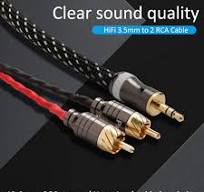 Hifi Audio Signal Cable 3.5mm 3poles Balanced Plug to Brass 2RCA Connectors  NEW