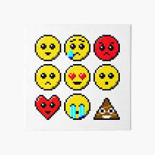 Voir plus d'idées sur le thème pixel art, pixel art facile, dessin pixel. Pixel Art Faces Smile Tear Angry Sad Heart Eyes Wow Heart Face Monkey Poo Art Board Print By Quacksecho Redbubble