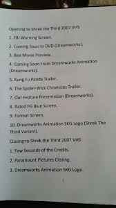 Find all 22 songs in shrek the third soundtrack, with scene descriptions. Shrek The Third Vhs Full Screen Movie Previews Bee Movie Blue Screen