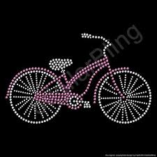 Rhinestone Iron On Transfer Pink Bicycle Bike Riding Crystal Bling Design Applique Make Your Own Shirt Diy In 2020 Pink Bicycle Rhinestone Art Bling Design