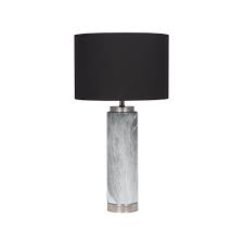 The lamp comes with a round black lampshade with a gold inner. Grey Marble Effect Tall Ceramic Table Lamp Collingwood Batchellor