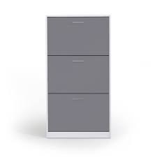 Panneaux de particules (e1), placage chêne, finition vernis acrylique satiné portes : Meuble A Chaussures Blanc Et Gris 18 Paires 3 Tiroirs Pas Cher