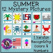 summer mystery pictures hundreds chart recognizing colors numbers