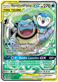 The set also includes holographic versions of each card. Blastoise Piplup Gx Cosmic Eclipse 215 Pokemon Card