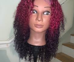 Magenta & purple curly ombre closure wig
