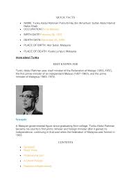 Tunku abdul rahman was born on february 8, 1903 in alor setar, kedah, british malaya. Biography Of Tunku Abdul Rahman