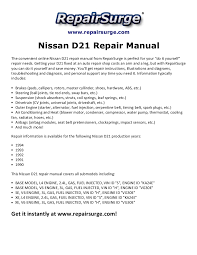 Nissan wiring diagrams come in usa intro diagram. Nissan D21 Repair Manual 1990 1994