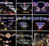 Outdoor 2d Led Large Christmas Motif Across Street Lights for City Commercial Xmas Decoration