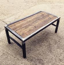 Steel Frame Coffee Table With Scaffold Board Top Insert Welded Furniture Welding Table Welding Projects
