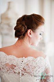 Messy Chignon Bun Bridal Hairstyle And Vintage Off The Shoulders Lace Wedding Dress Off Shoulder Wedding Dress Fairytale Weddings Wedding Dresses