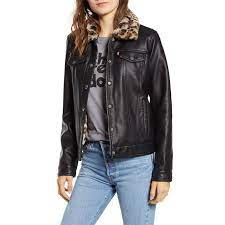 Levi S Faux Fur Lined Faux Leather Jacket Celebrities Leather Jacket Trucker Jacket Fashion