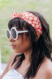 Daisy Print Headband: Retro Orange Floral Wire Hair Wrap