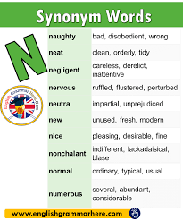 Synonym Words Start With N In English Aprender Ingles Vocabulario Apuntes De Lengua Vocabulario En Ingles