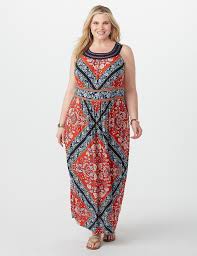 Plus Size Geometric Floral Maxi Dress Dressbarn Maxi Dress Floral Maxi Dress Dresses