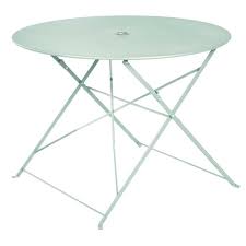Mobilier de camping très stable composé d'une table pliante et de deux bancs pliants. Pegane Table Ronde Pliante En Metal Coloris Mint Dim D100 X 70cm Pas Cher Achat Vente Tables De Jardin Rueducommerce