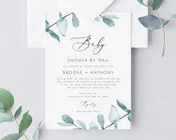 Baby Shower By Mail Template Social Distancing Eucalyptus Etsy Virtual Baby Shower Invitation Bridal Shower Invitations Instant Download Wedding Invitations
