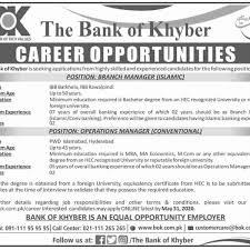 Bank Of Khyber Jobs May 2020 In 2020 Army Jobs Job Career Opportunities