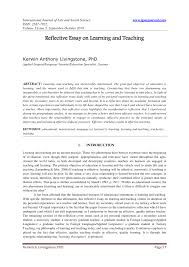 Pdf Reflective Essay On Learning And Teaching