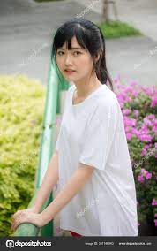 Asia Thai Japanese Teen Teen White Shirt Beautiful Girl Happy Stock Photo  by ©pb20th@yahoo.com 381746940