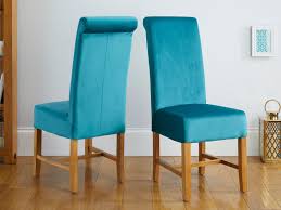 Templar velvet dining chair, amber velvet. Harrogate Teal Green Velvet Dining Chair With Oak Legs