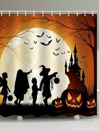 Halloween Pumpkin Bat Castle Shower Curtain Halloween Pumpkins Halloween Shower Curtain Fun Diy Halloween Decorations