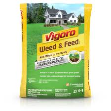 To save money, you can make a weed and feed at home. Vigoro 14 96 Lb 5 000 Sq Ft All Season Weed And Feed Lawn Fertilizer 52210 The Home Depot