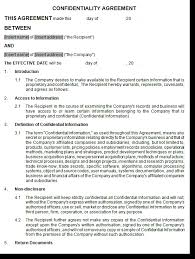 Confidentiality Or Non Disclosure Agreement Template