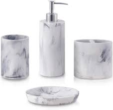 Dream bath star radiance bath ensemble 4 piece 300 x 300 bathroom ensembles sets bathroom accessories overstock shopping the best prices online 250 bathroom ensembles sets bathroom design ideas: Amazon Com Zccz Bathroom Accessory Set 4 Pcs Marble Look Bathroom Vanity Countertop Accessory Set Bathroom Decor Accessories With Soap Dispenser Toothbrush Holder Bathroom Tumbler Soap Dish Home Kitchen