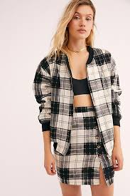 Black And White Plaid Skirt And Jacket Set Pin On Jumpsuits Sets