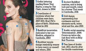 Some of the classic tattoo designs like animal tattoos, a few symbolic tattoos with meaning, some feminine options like the floral tattoo ideas are also included in the list. Angelina Jolie Reveals The Secrets Behind Her 20 Tattoos Daily Mail Online