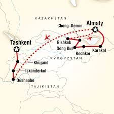 Map Of The Route For Central Asia Adventure Almaty To Tashkent Central Asia Adventure Almaty