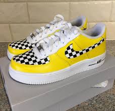 Hey Taxi Yellow Checkerboard Custom Painted Nike Air