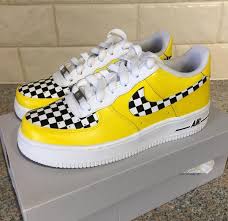 hey taxi yellow checkerboard custom painted nike air